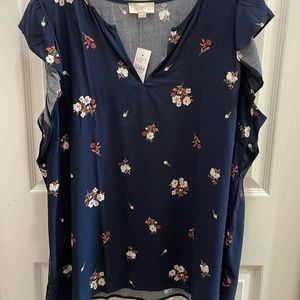 LOFT Navy print Blouse
